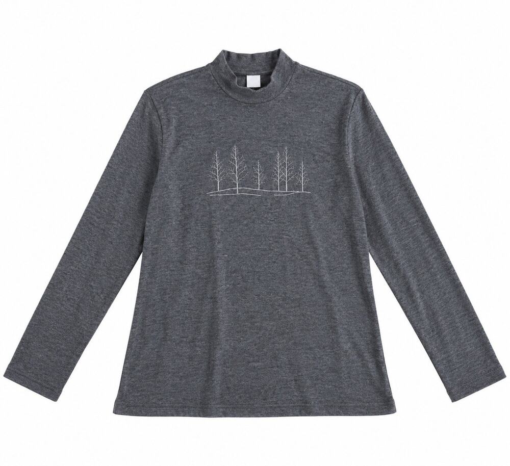 LiNKS Women’s Gray Long Sleeve Mock Neck Tree Graphic Top Size Medium
